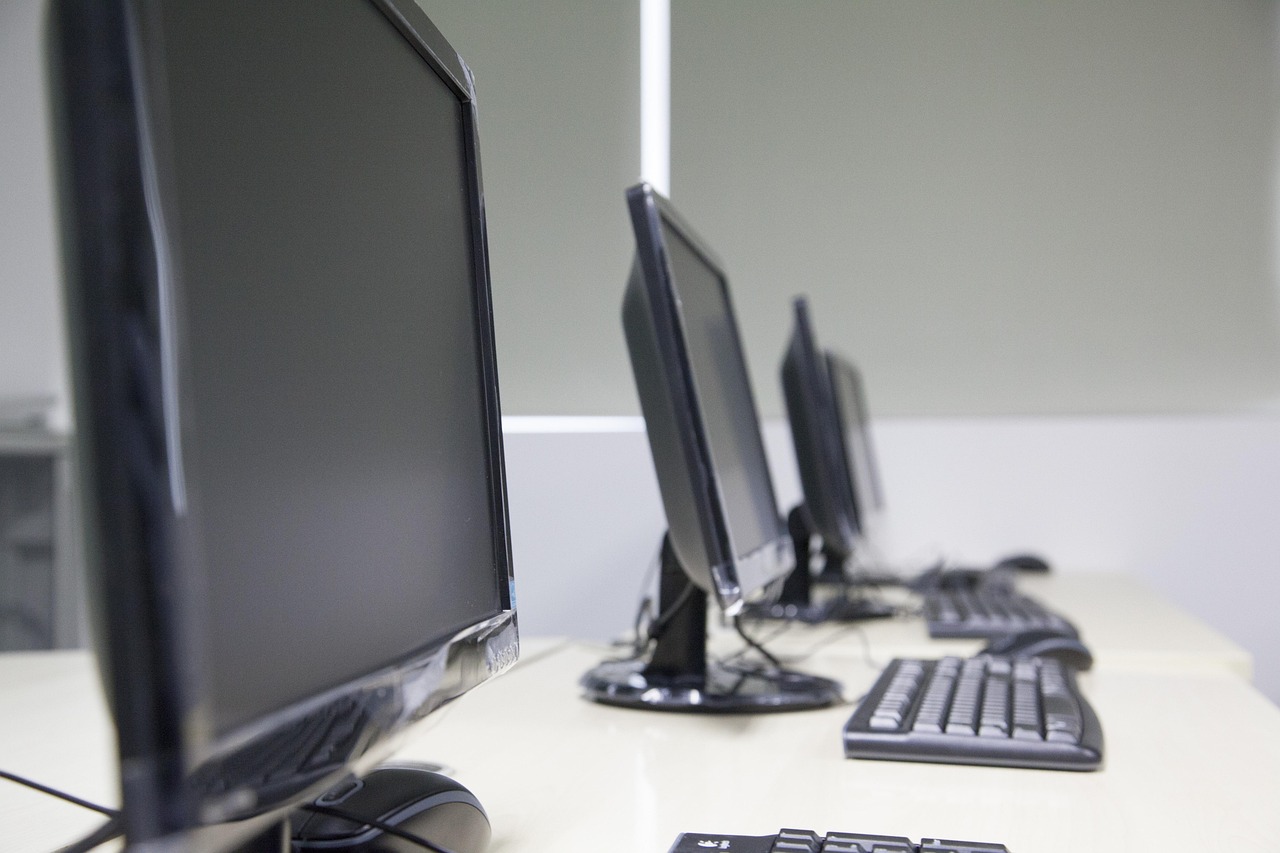 Modern IT classroom with students